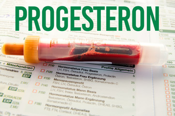 Progesteron / Blutprobe auf Laborzettel