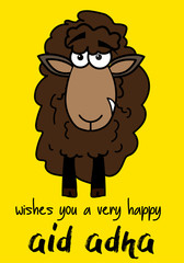 Illustration of brown sheep as a comic for Eid Adha 
