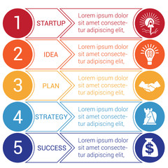 Startup bussines minimal infographic circles arrows 5 positions