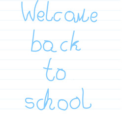 
Text back to school , drawing in hand child style 
