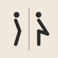 Concept and idea icon of toilet. Stroke vector logo, web graphics. Isolated background. Vector illustration.