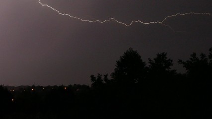 Lightning in the sky at night