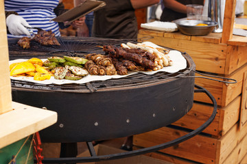 Food Festival with assorted food items. Catering service.