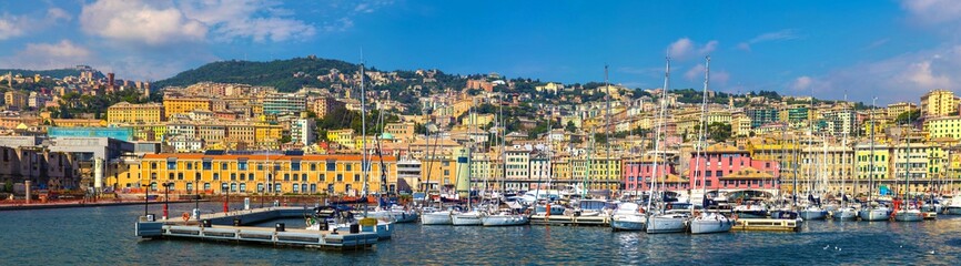 Port of Genoa ( Genova ), Italy. Panoramic view