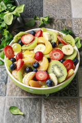Big bowl with fruit salad