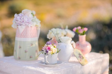 Table decoration at a luxury wedding reception