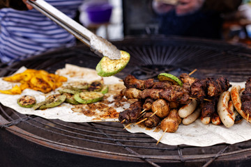 Food Festival with assorted food items. Catering service.