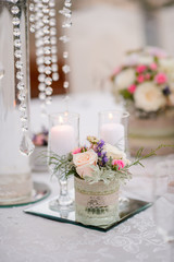 Table decoration at a luxury wedding reception