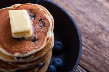Pancakes with fresh blueberries