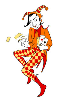 Joker playing with cards