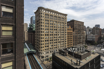 View of downtown Chicago with el tracks