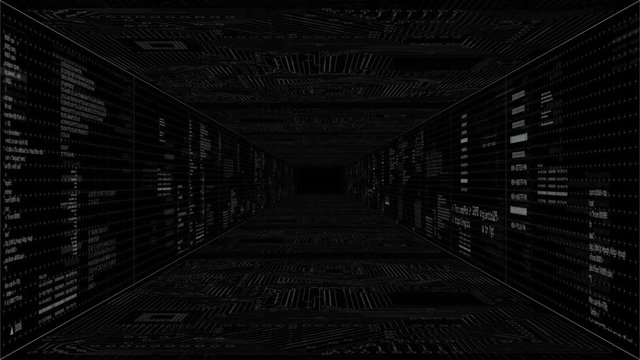PNG alpha.Technological intro.Data digital code sci fi corridor. HUD tunnel opener. Type1