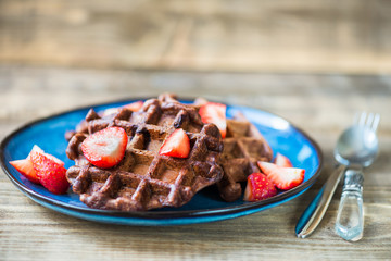 Chocolate Belgium Waffles with Berries