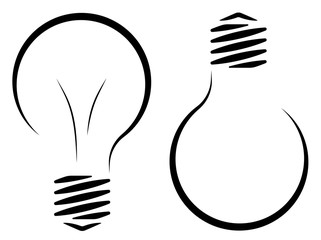 Contour logo of the incandescent lamp. The emergence of an idea or a new invention. Electricity and energy saving. Saving resources.
