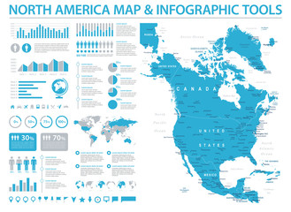 North America Map - Info Graphic Vector Illustration