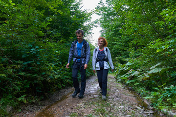Fototapeta na wymiar Hikers on a trail