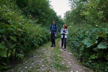 Hikers on a trail