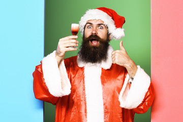 satisfied bearded santa claus man