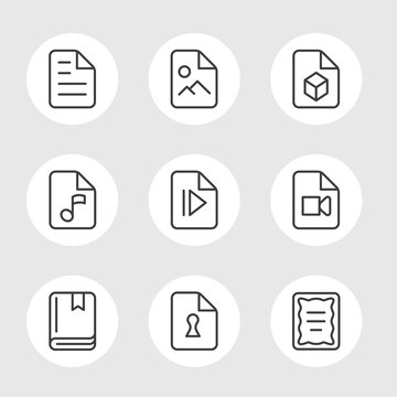 file formats line icons