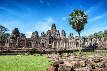 Fototapeta na wymiar Angkor Thom, a UNESCO site, just outside Siem Reap, Cambodia, famous for its Hindu, now Buddhist, temple ruins
