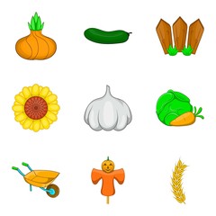 Scarecrow icons set, cartoon style