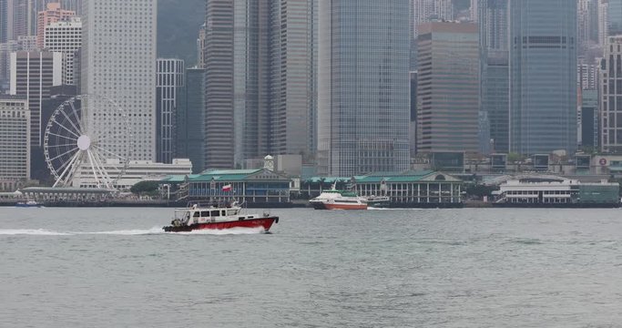 Pilot Boat at Victoria Harbour in Hong Kong