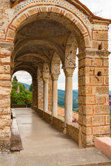 Fototapeta na wymiar Inside of the monastery of Panayia Pantanassa at the historical site of Mystras, Peloponesse, Greece