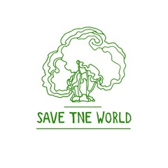 ECO friendly. The concept, design, ecology logo with green Eco Earth and trees. Vector illustration on a white background.