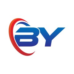 modern dynamic vector initial letters logo bb with circle swoosh red blue