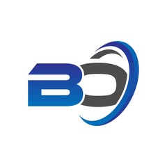 vector initial logo letters bo with circle swoosh blue gray