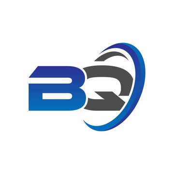 vector initial logo letters bq with circle swoosh blue gray