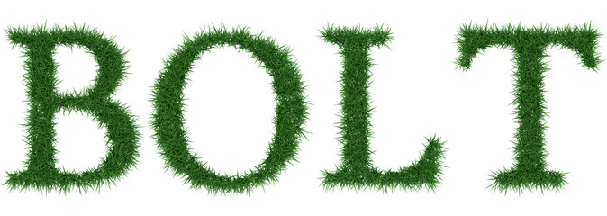 Bolt - 3D rendering fresh Grass letters isolated on whhite background.