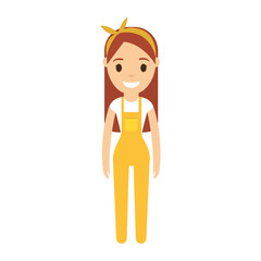 cartoon woman with casual clothes icon over white background colorful design vector illustration