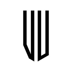 initial letters logo vu black monogram pentagon shield shape
