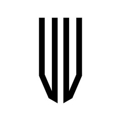 initial letters logo vv black monogram pentagon shield shape