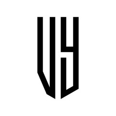 initial letters logo vy black monogram pentagon shield shape