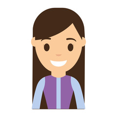 cartoon woman smiling icon over white background colorful design vector illustration