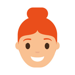 cartoon woman smiling icon over white background colorful design  vector illustration