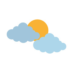 sun and clouds icon over white background vector illustration