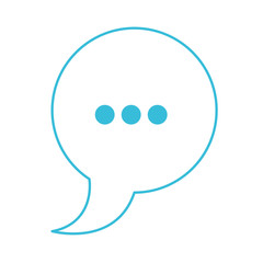 blue color silhouette of speech circle with tail and symbol of ellipsis