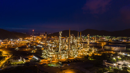 Oil refinery industry at night