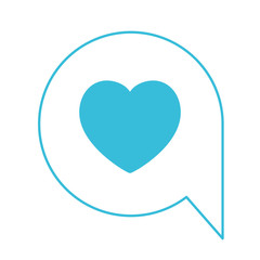 blue color silhouette of speech bubble icon with heart