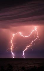 Nature lightning bolt at night thunder storm