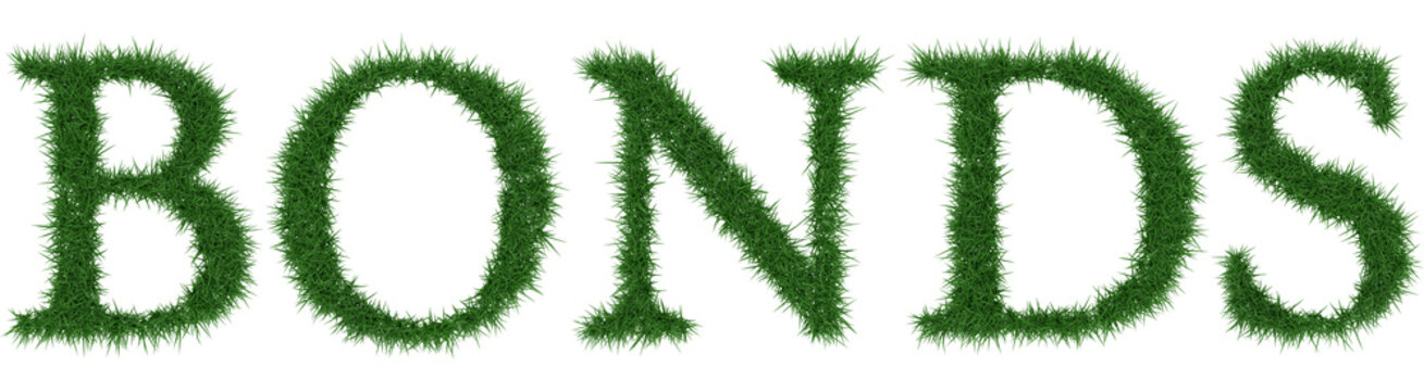 Bonds - 3D rendering fresh Grass letters isolated on whhite background.