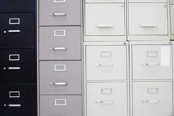 close up on facade view of cabinet and drawers