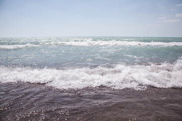 sea wave and pebble beach
