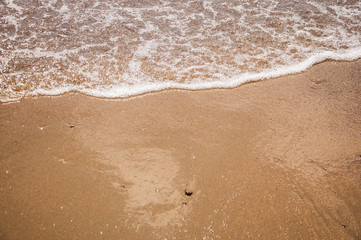 Sea beach in with white foam wave