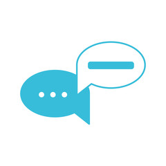 blue color silhouette of circular speech with ellipsis symbol and bar
