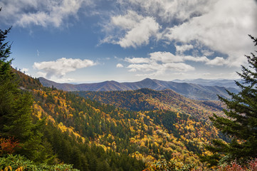 An autumn storm flows over Blue Ridge Parkway