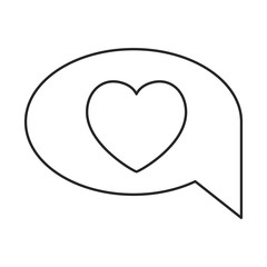 monochrome silhouette of speech bubble with heart